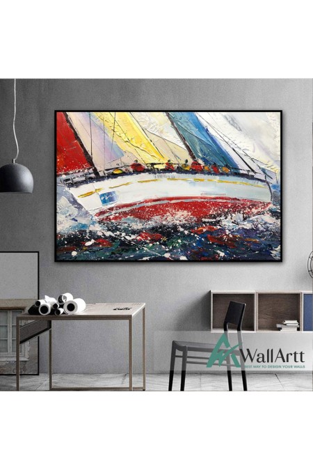 Sailing Race 3D Heavy Textured Partial Oil Painting